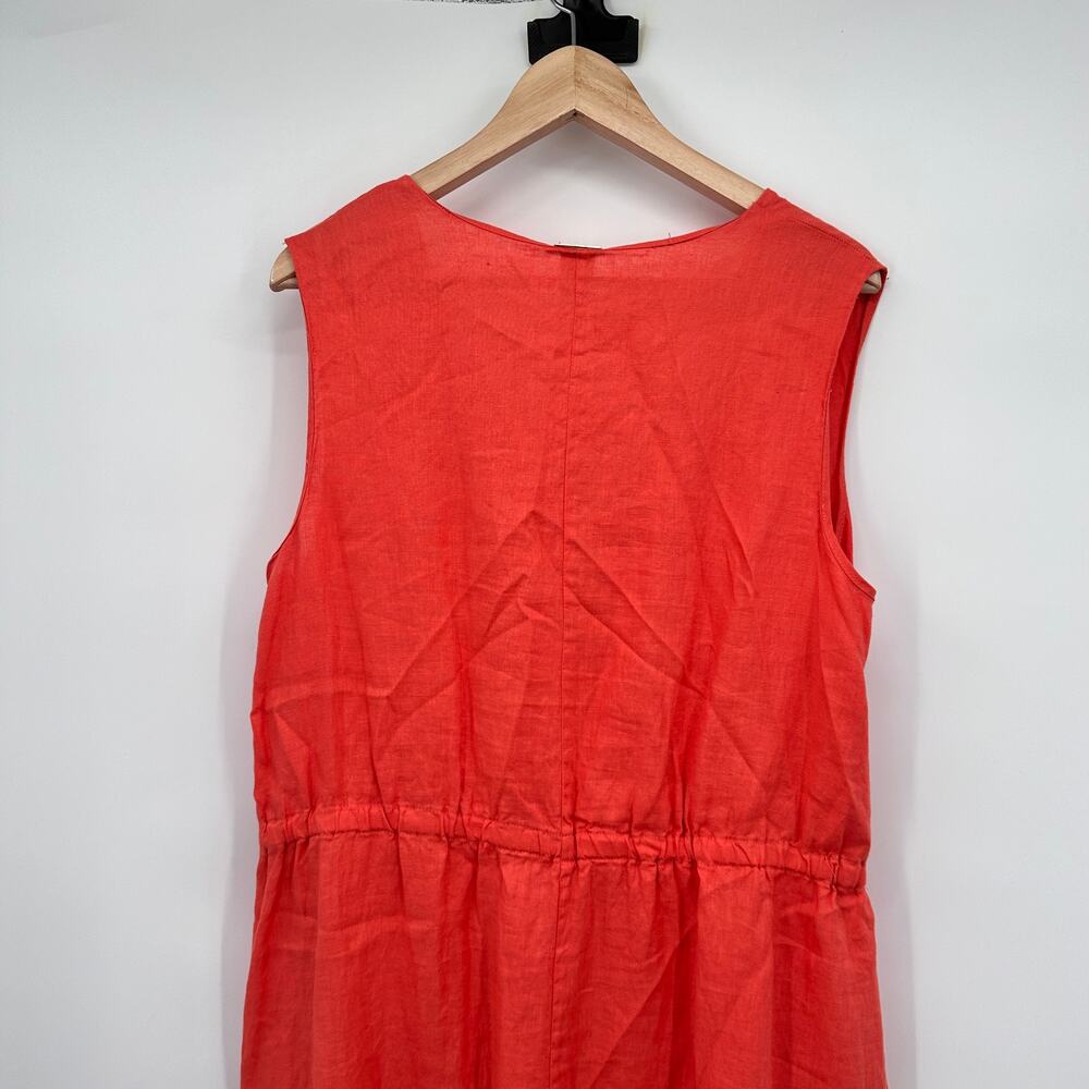 MAGASCHONI NWT Orange 100% Linen Tie Waist Midi Dress // L - Picture 10 of 11